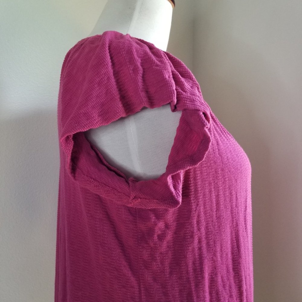 Pink Textured Ruffled Top Flutter Sleeve - Picture 7 of 8